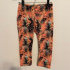 Zella Neon Tropical Print Cropped Leggings